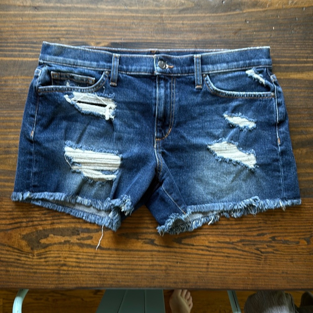 Joe's Jeans Dark Blue Distressed Jean Shorts